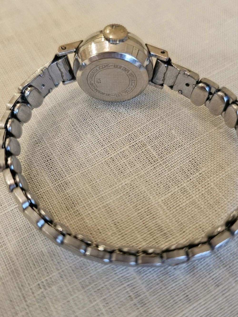 Vintage 60's Bulova Women's Manual Watch - Silver Tone 3 Hand Strech Band- Works